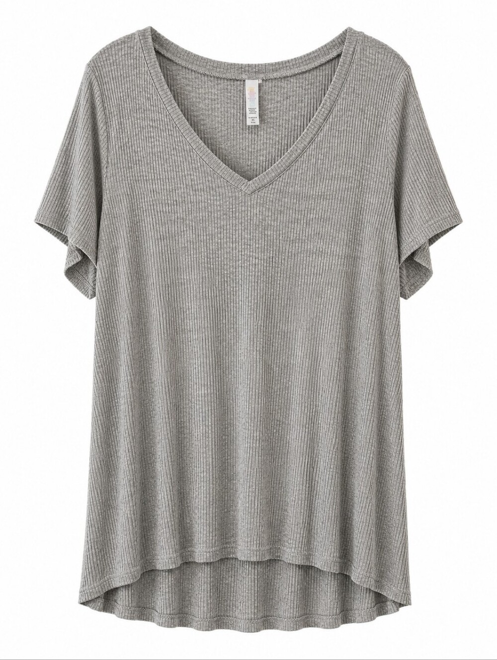 LuLaRoe Gray Ribbed V-Neck Short Sleeve Tunic 2XL